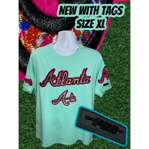NEW Atlanta Braves Pro Standard Shirt Size XL Mint / Pink
